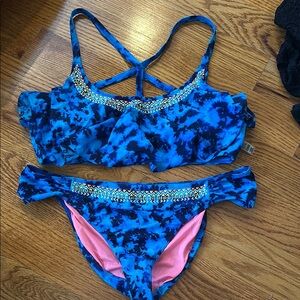 PINK Victoria's Secret Blue and Pink Bikini